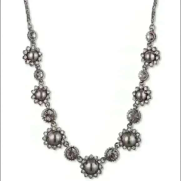 Marchesa new Hematite Tone Crystal pearl and stone - Picture 1 of 8